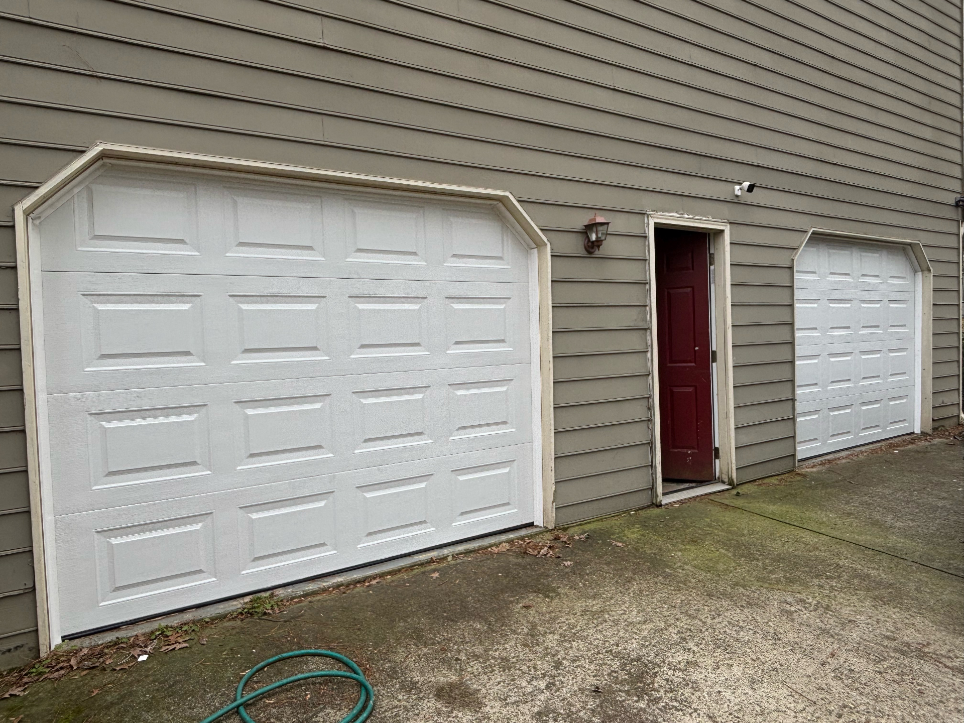 Dual-bay exterior door replacement