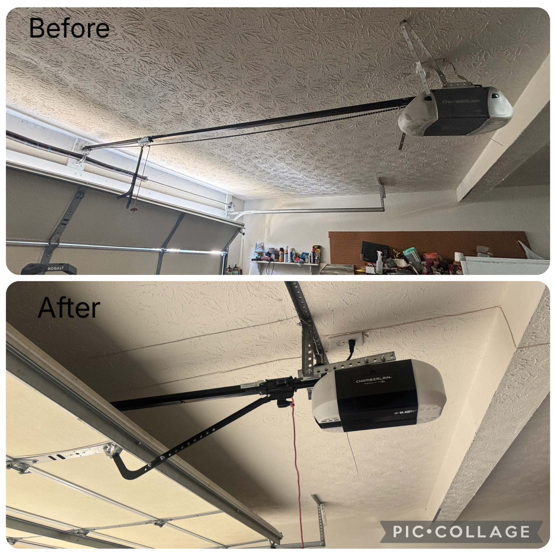 Chamberlain opener upgrade — before & after